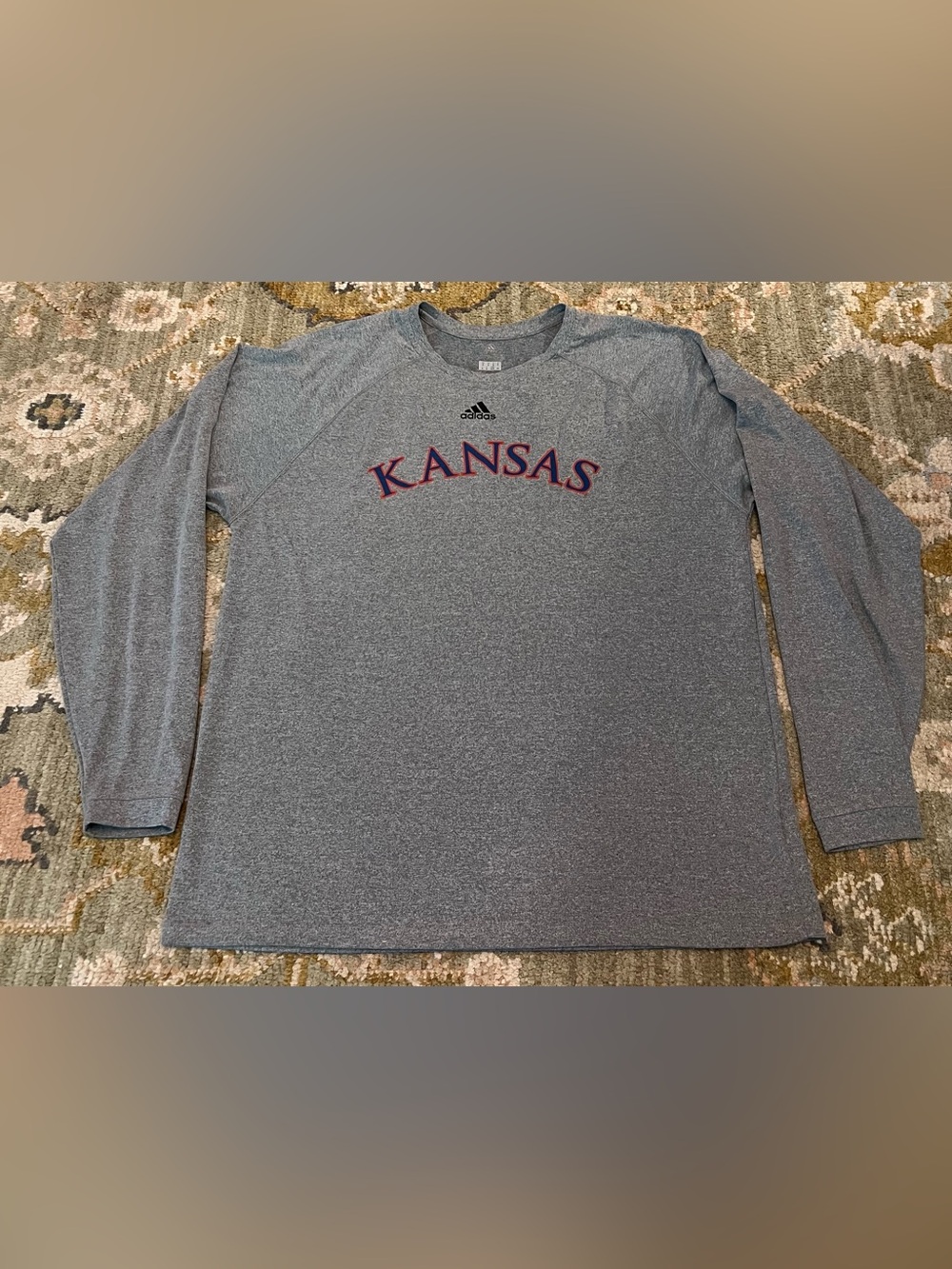 Kansas Jayhawks Adidas Long Sleeve Shirt Men’s Size XL Color Grey